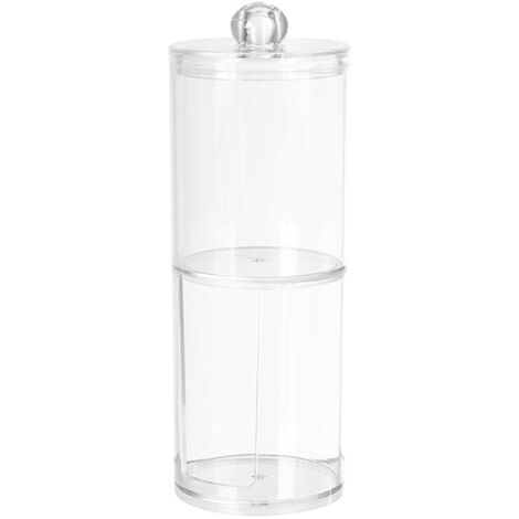 Cotton Swab Organizer 2 Layer Round Transparent Plastic Cotton Swab Holder for Bathroom Bedroom (1/5)