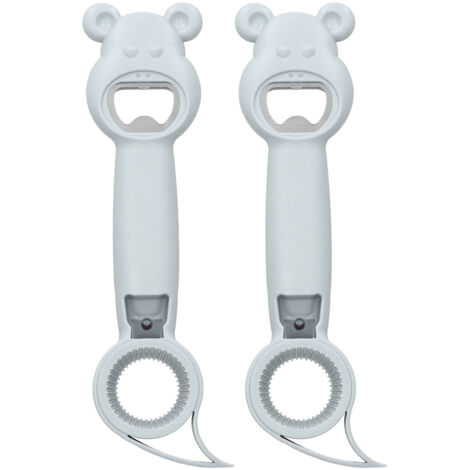 2Pcs 4‑in‑1 Can Opener Universal Portable Manual Drinking Beverage Bottle OpenerGray (1/5)