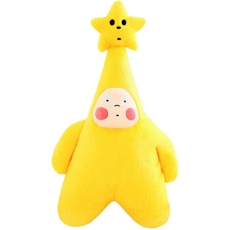 Stuffed Doll Pillow Soft Skin Friendly Cute Expressions Plush Doll Throw Pillow for Bed Sofa Car Yellow Star 62cm/24.4in (1/5)