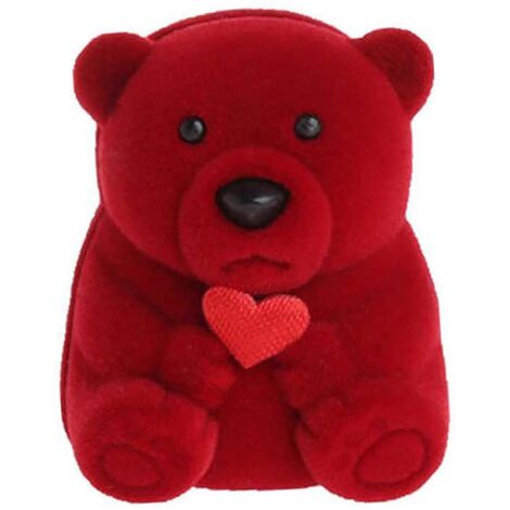 Jewelry Box Flocking Bear Shape Jewelry Storage Ring Box Gift Holder Storage Case Gift Box for Proposal Engagement Wedding (1/5)