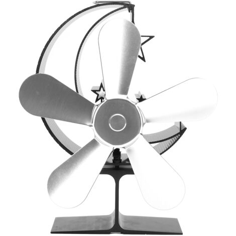 5 Blade Heat Powered Stove Fan Aluminum Alloy Fast Heat Dissipation Heat Powered Fireplace Fan for Wood Log Fireplace Silver (1/5)