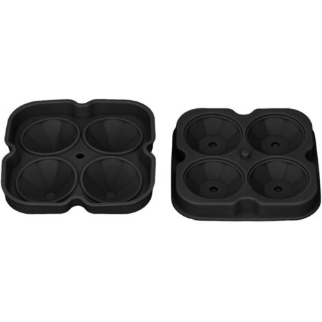 Ice Molds Reusable Silicone Flexible Minus40℉ to 420℉ Anti Adhesion 4 Ice Trays with Removable Lid for Whiskey CocktailsBlack (1/5)