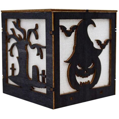 Halloween Decoration Lights Wooden Pumpkin Ghost Witch Lanterns Halloween Home Party Holiday Decor (1/5)