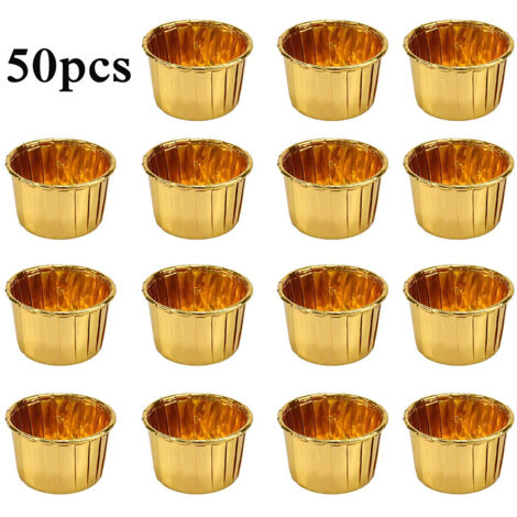 50PCS Aluminum Foil Baking Molds Cupcake Boxes Mini Cupcake Mold Cupcake and Muffin Boxes for Weddings Parties Celebrations (1/5)