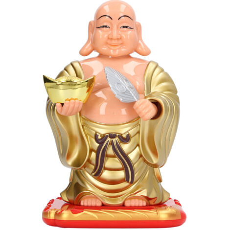 Large Laughing Maitreya Buddha Statue Figurine Solar Head Shaking Funny Car Dashboard Buddhist Ornament (1/5)
