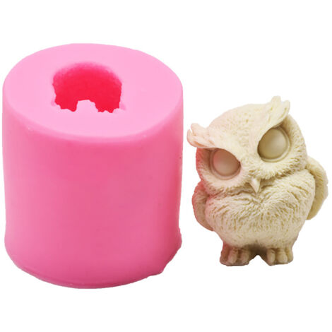 3D Owl Candle Mold Fondant Silicone Mold Reusable Safety Mold for Cake Decorating Chocolate Fondant Candy (1/5)
