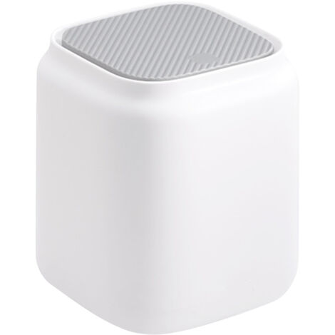 Desktop Garbage Can Office Press Top Mini Trash Can Waste Basket with Lid for Home Bedroom Study White (1/5)