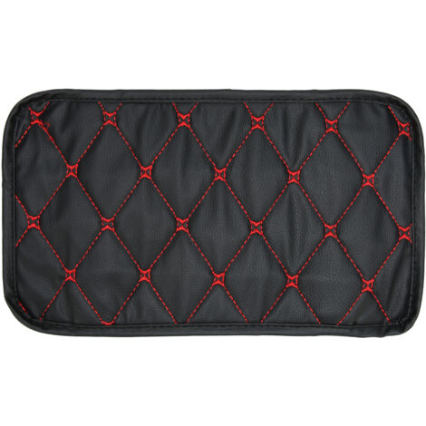 Armrest Box Mat Waterproof Dustproof PU Leather Mat Storage Box Cover Pad for Car UseRed Line On Black (1/5)