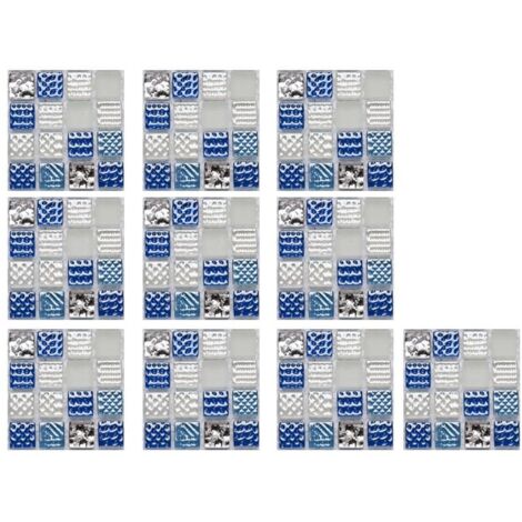 10 Pcs 3D Crystal Tile Sticker PVC Self Adhesive DIY Waterproof Glass Tile Wall Sticker for Home Living Room Kitchen Decor (1/5)