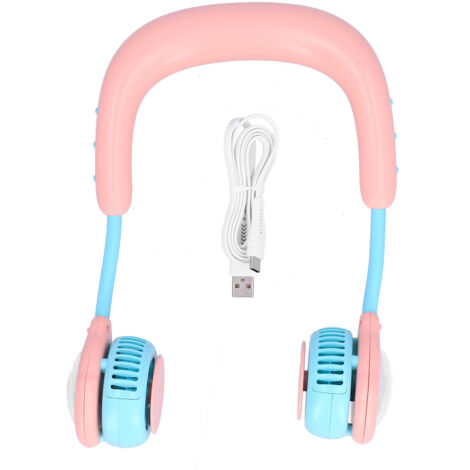 Children Hanging Neck Fan Mini Portable Electric Fan USB Charging for Home Outdoor SportsPink (1/5)