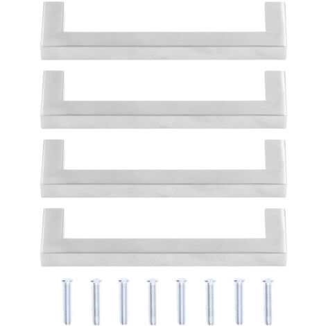 4Set Cabinet Handles 201 Stainless Steel Cupboard Pulls for Furniture Doors Desk Drawers12x12x160 (1/5)