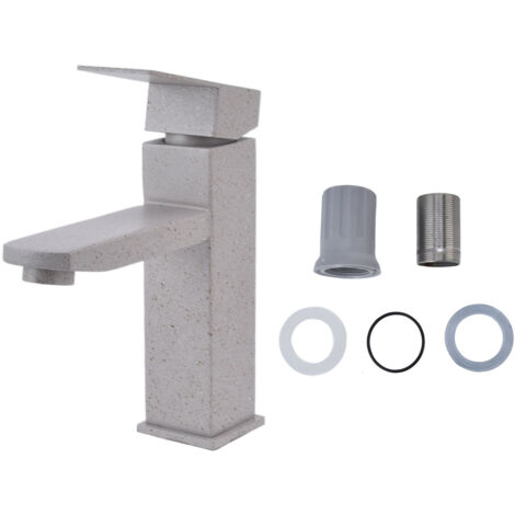 Washbasin Faucet 304 Stainless Steel Hot Cold Basin Tap Mixer with Single Handle Oatmeal Color (1/5)