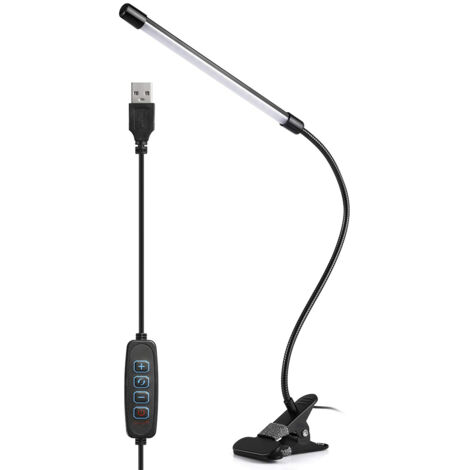 Desk Lamp Clip on Light USB LED Table Lamp 360 ° Flexible Gooseneck Clamp Desk Lamp with 3 Color Modes 10 Brightness for Office Study Bedroom (1/5)