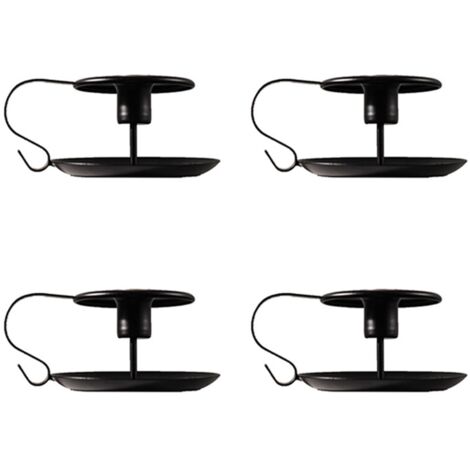 Candle Holder Retro Iron Baking Paint Handhold Candle Stand Pillar for Dinning Table Decoration Black 4Pcs (1/5)