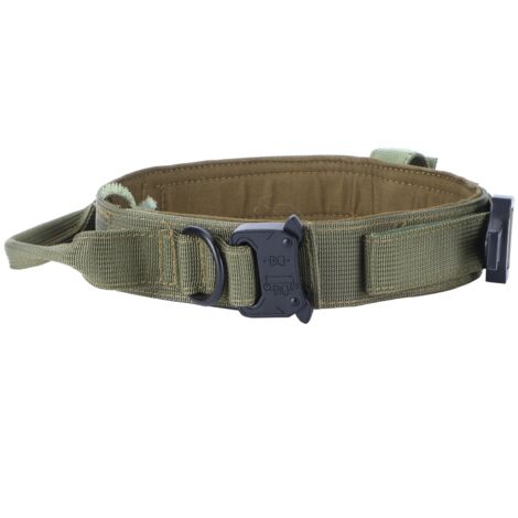 Pet Dog Collar Nylon Training Hunting Traction Collar with Steel Buckle Pet AccessoryGreen (1/5)