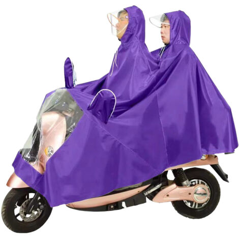 Motorcycle Poncho Oxford Cloth Raincover Cycling Riding Rain Coat Rainwear with Hat for Outdoor Purple (1/5)