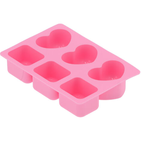 6‑Grid Heart Rectangular Shape Cake Mold Silicone Soap Mold Baking Tool for Home Kitchen Bakery (1/5)