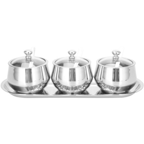 3Pcs 304 Stainless Steel Seasoning Box Visible Spice Pot Container Kitchenware with Lid Spoon (1/5)