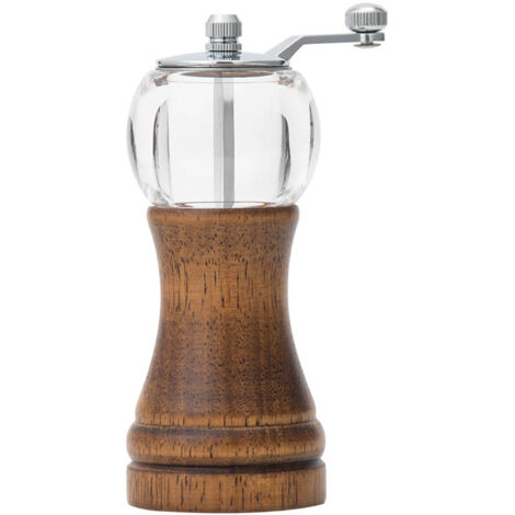 Hand Spice Grinder Peper Mill Vintage Adjustable Coarseness Wood Acrylic Versatile Manual Peper Grinder for Seasoning (1/5)