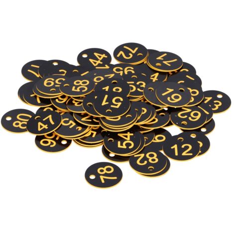 100Pcs Round Number Tag Beehive Sign Marker Labels with Hole Farm Beekeeping Accessory(Black Yellow ) (1/5)