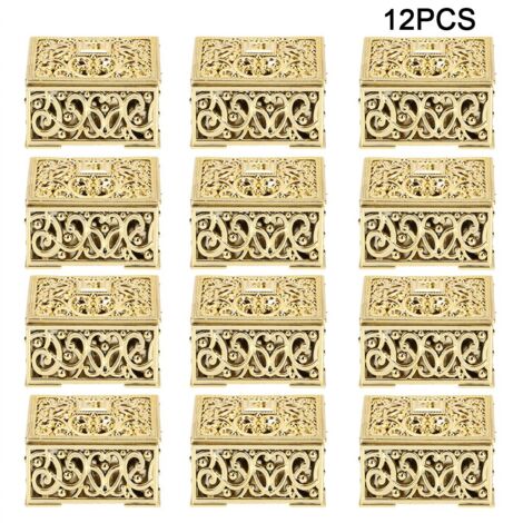 12pcs Square Hollow Plastic Gift Box Candy Boxes Wedding Birthday Party DecorationGold (1/5)
