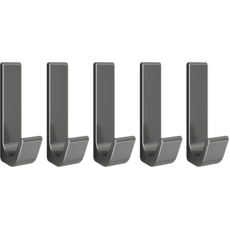 5Pcs Adhesive Hook Set J Shaped Aluminum Strong Adhesive Storage Hanger for Clothes Hat Towels Door Back Bathroom (1/5)