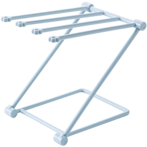 Countertop Dishcloth Drying Rack 4 Arms Folding Vertical Hand Towel Stand Dish Rag Storage Holder for Kitchen Light Blue