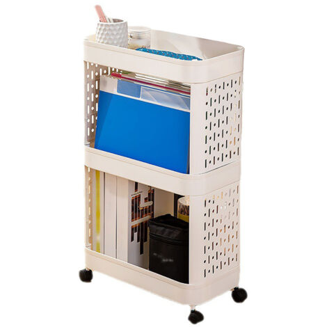 Mobile Bookshelf with Wheels Flexible Enhance Space Utilization Durability Rolling Storage Cart for Office 3 Layer (1/5)