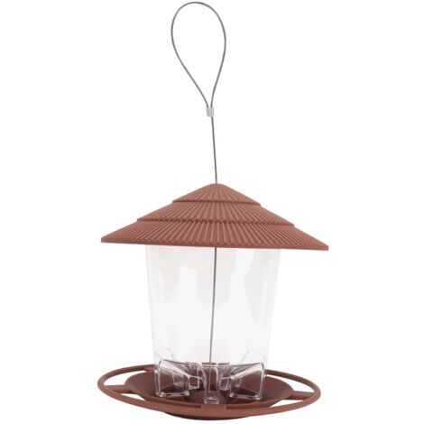 Bird Feeder Roof Hanging Bird Feeder Feeding Tool for Garden Yard Outdoor DecorationBrown (1/5)