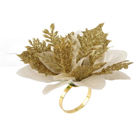 Christmas Flower Napkin Ring Fabric Art Flower Napkin Ring (1/5)