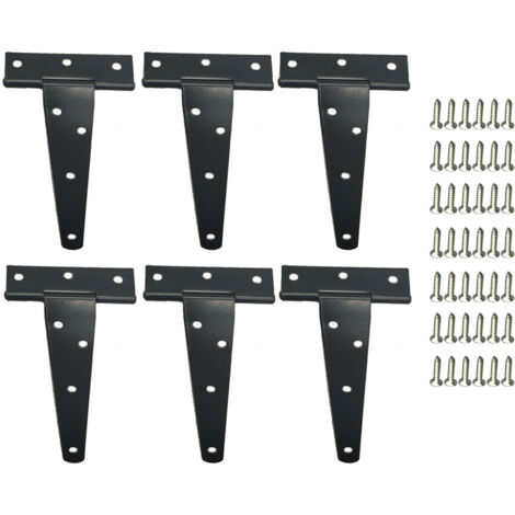 6pcs 5 Inch T Strap Shed Hinges Galvanizing Iron Barn Door Gates Hinges Slotted Bearing Door Triangular Hinge (1/5)