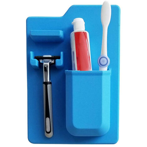 Silicone Toiletry Organizer Waterproof Toothbrush Holder Self Adhesive Shelf (1/5)