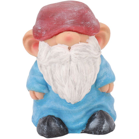 Garden Gnome Resin Structure Stable Bottom Retro Style Gnome Figurine for Patio Porch Decorations Flat Head Blue (1/5)