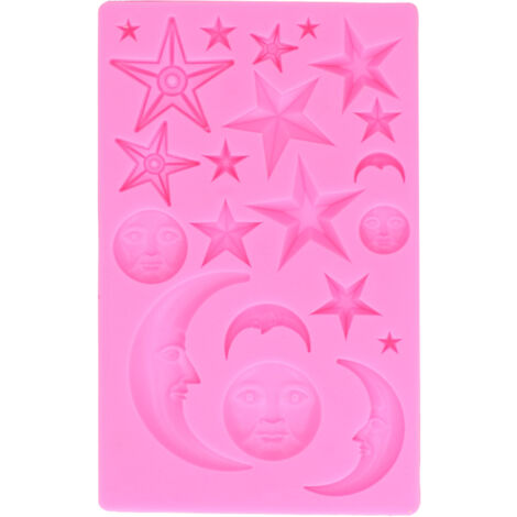 Star Moon Face Shape Mold Silicone Mold DIY Chocolate Cake Mould Baking Tool for Home BakeryPink (1/5)