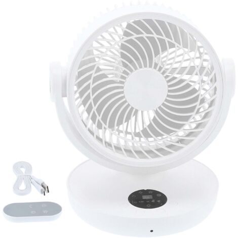 Electric Fan Remote Control Adjustable Electric Fan with Digital LED Display USB ChargingWhite (1/5)