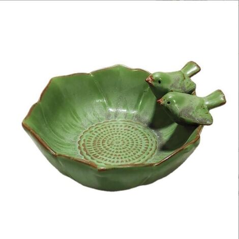 Bird Bath Bird Feeder Bird Bowl Ceramic Water Bath Bird Bath Feeding Station Garden Decoration (1/5)