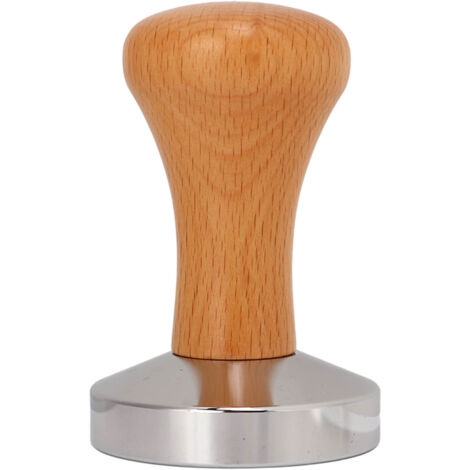 Coffee Tamper Stainless Steel Flat Bottom Tamping Tool Coffee Hand Tamper with Wooden Handle 53mm/2.1in (1/5)