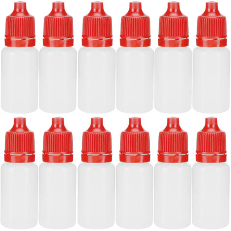 50Pcs 10ml Eye Liquid Bottle Portable Squeezable Empty Eye Drops Container with Plugs LidRed (1/5)
