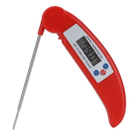 Red Folding Food Thermometer Portable High‑Accuracy LCD Digital Cooking Temperature Meter (1/5)