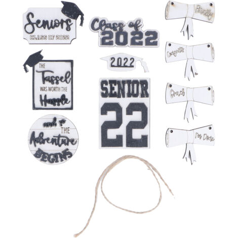 Graduation 2022 Gown Tray Decor Class of 2022 Cap and Gown Diploma Tiered Tray Decor Graduation Decorations Black 2022 (1/5)