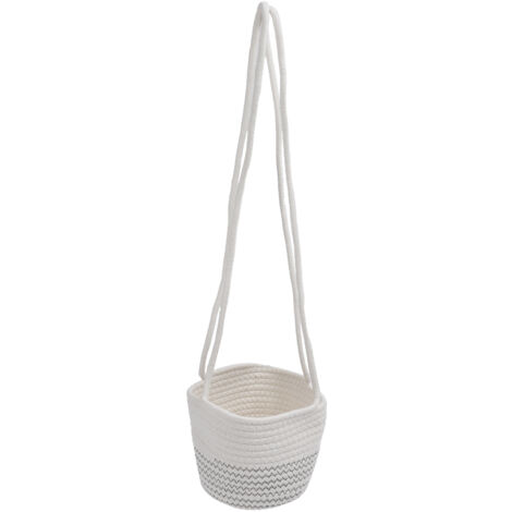 Hanging Basket Cotton Jute Rope Durable Hanging Planter Plant Holder Storage Organizer Home DecorWhite (1/5)