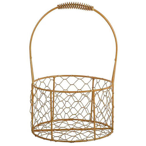Golden Iron Crafts Hand Gift Flower Basket Handheld Flower Basket Flower Bundle Packaging Basket (1/5)