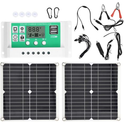 2Pcs Portable 15W Solar Panel Board Kit 10A Solar Charge Controller for Camping Tourism (1/5)