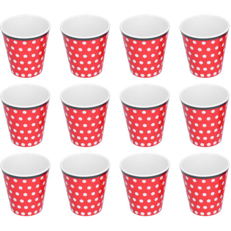 12pcs/Set Melamine Cup Imitation Porcelain Beverage Mug for Restaurant Student School Red (1/5)