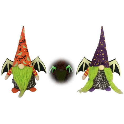 2Pcs Halloween Gnomes Plush with Luminous Wings for Tier Tray Decor Halloween Fall Tomte Swedish Gnome Faceless Doll for Farmhouse Table Ornaments (1/5)