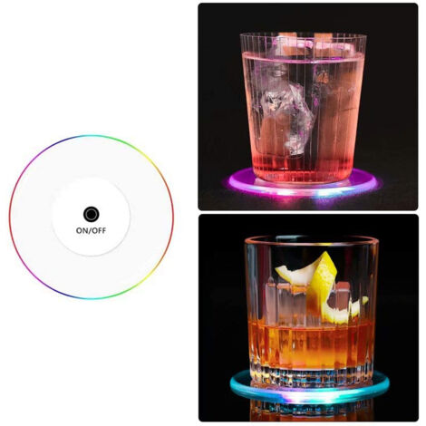 3pcs LED Light Coaster Acrylic Crystal Slim Cup Cocktail Glass Bar Bartender Luminous Coaster (1/5)