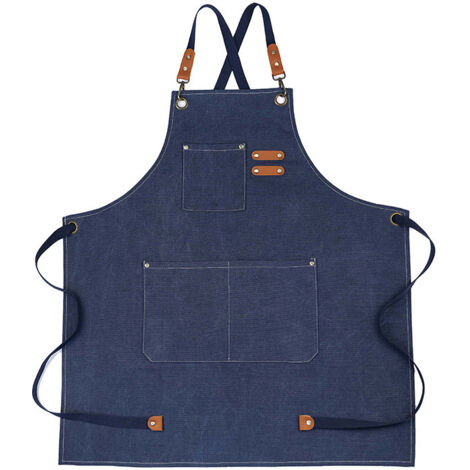 Woodworking Apron Thicken Canvas Waterproof Work Apron for Gardening Coffee Shop Light Blue (1/5)