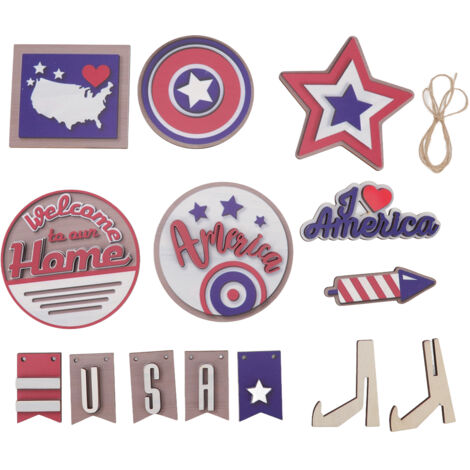 Independence Day Wooden Decoration Beautifully Designed Vibrant Colour Sturdy Patriotic Tray Wooden Ornament Type 8 (1/5)