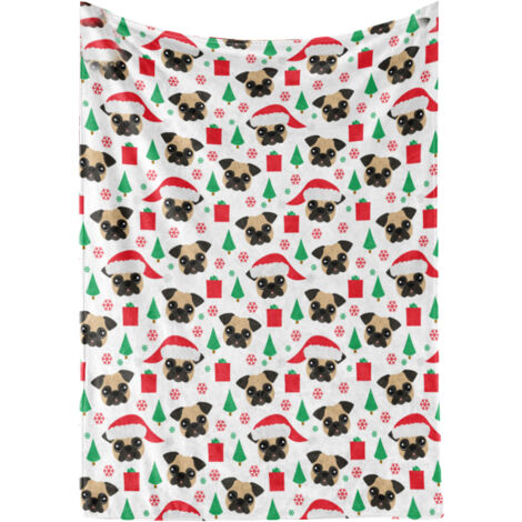 Christmas Pet Pattern Blanket Comfortable Skin Friendly Printing Christmas Decoration Blanket for Sofa Office 100x120cm/39.4x47.2in
