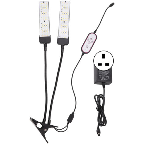 Double Head Plant Grow Lights Full Spectrum Clip On Lights Sun Protection Indoor Vegetable Growing Lamp with Timer 100‑240V UK Plug (1/5)